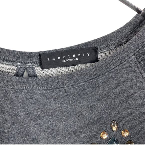 Sanctuary Embellished Quilted Sweatshirt Sz S - Picture 3 of 4